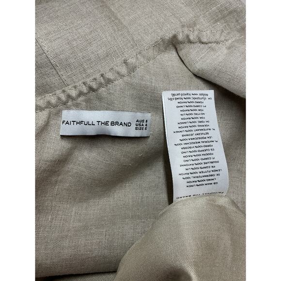 Faithfull The Brand + Net Sustain 'Jomana' Tan One-Shoulder Ruched Linen Maxi - Picture 4 of 4